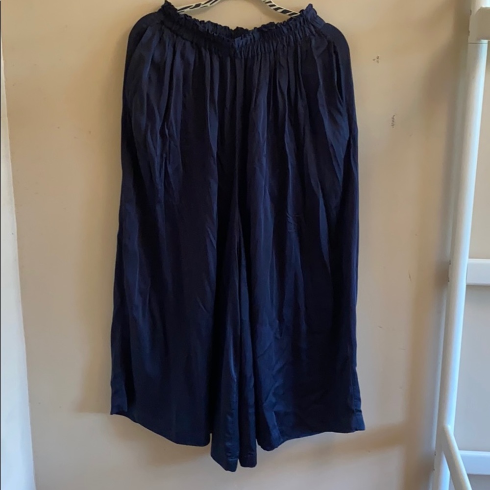 Silk Pleated Wide Legged Capri